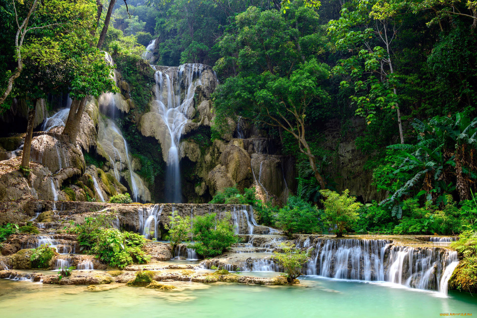 kuang si falls, laos, , , kuang, si, falls